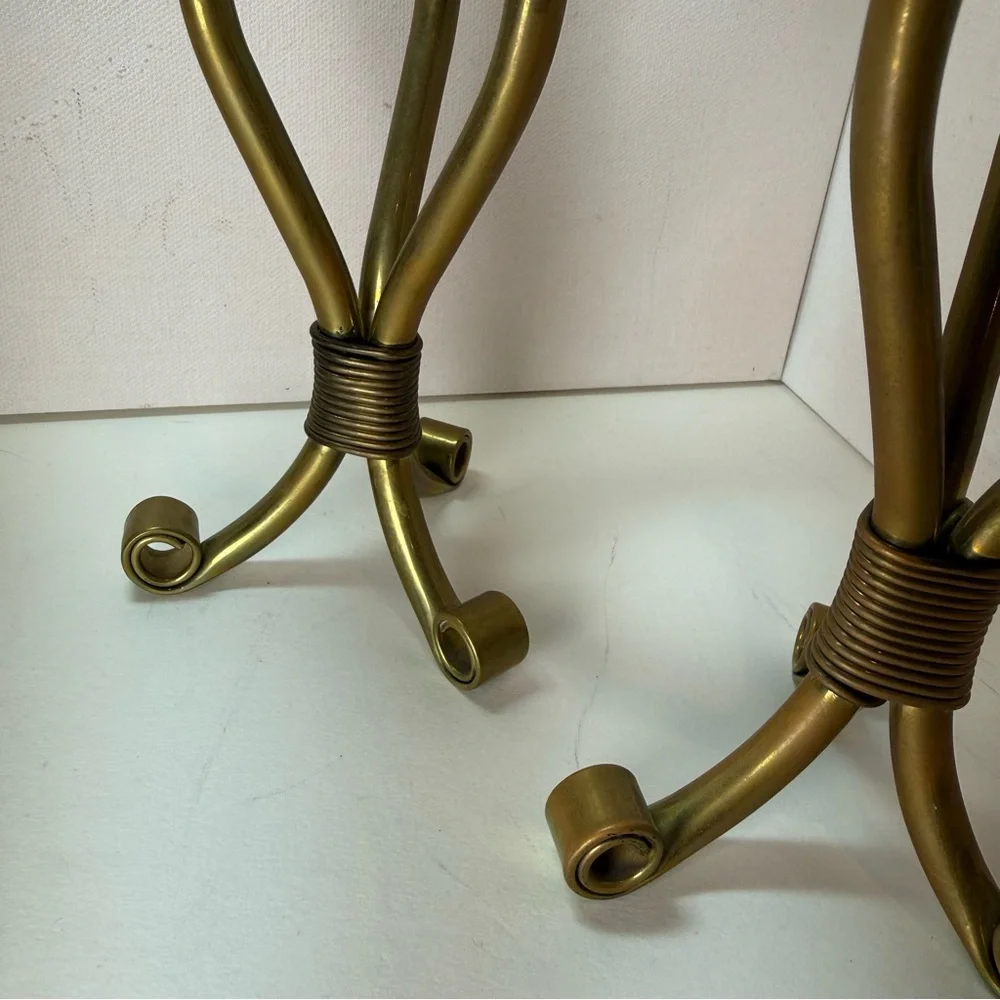 Set of 2 Elegant Brass Metal Stands or Object Holders MCM Pre-owned